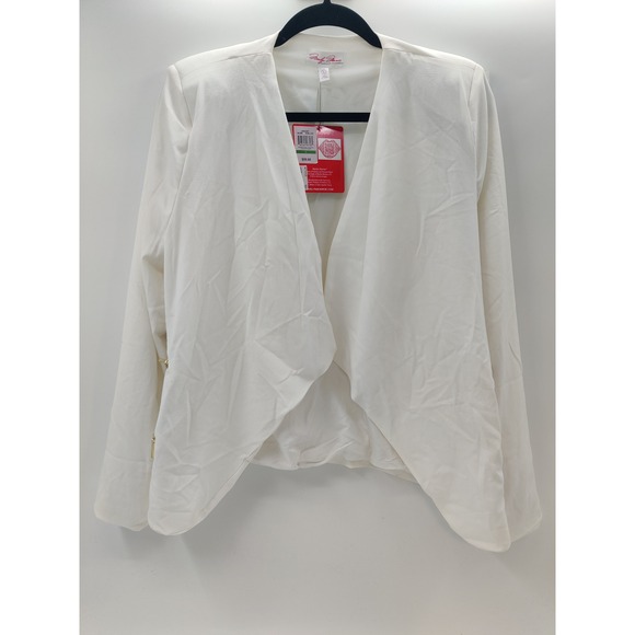 Marilyn Monroe Jackets & Blazers - Marilyn Monroe Womens White Open Front Blazer Jacket Gold Back Zippers Large NEW